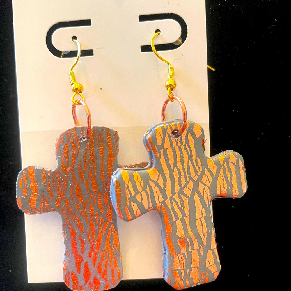 Polymer Clay cross earrings